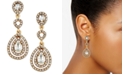 Charter Club Gold-Tone Crystal and Pav&eacute; Orbital Drop Earrings, Created for Macy's